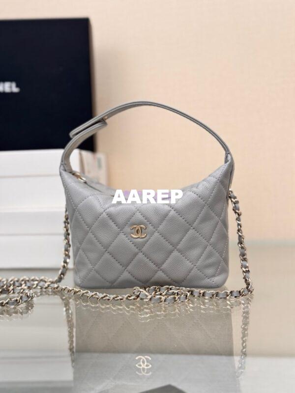 Replica Chanel 25C Pochette Avec Chain in Shiny Grained Calfskin AP4386 Grey (Limited Edition) 5