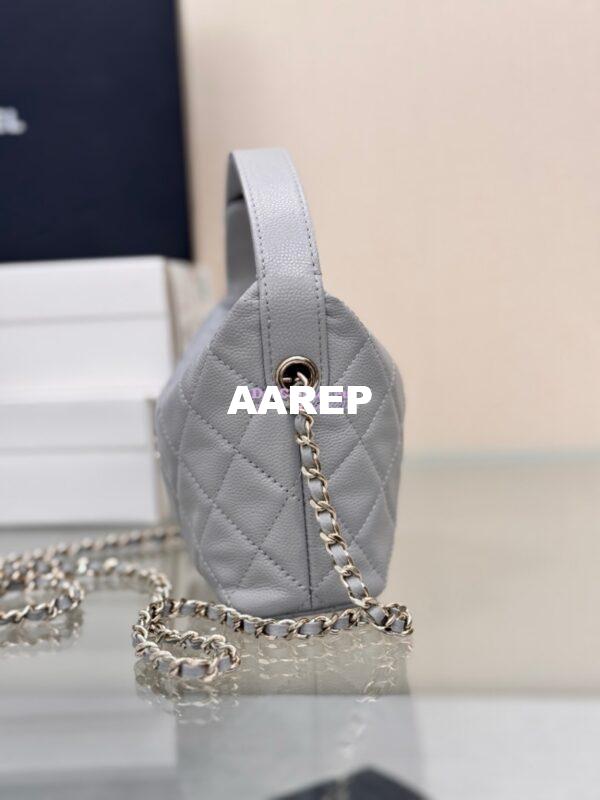 Replica Chanel 25C Pochette Avec Chain in Shiny Grained Calfskin AP4386 Grey (Limited Edition) 6