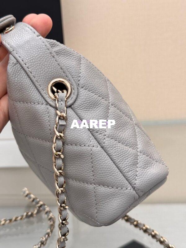 Replica Chanel 25C Pochette Avec Chain in Shiny Grained Calfskin AP4386 Grey (Limited Edition) 7