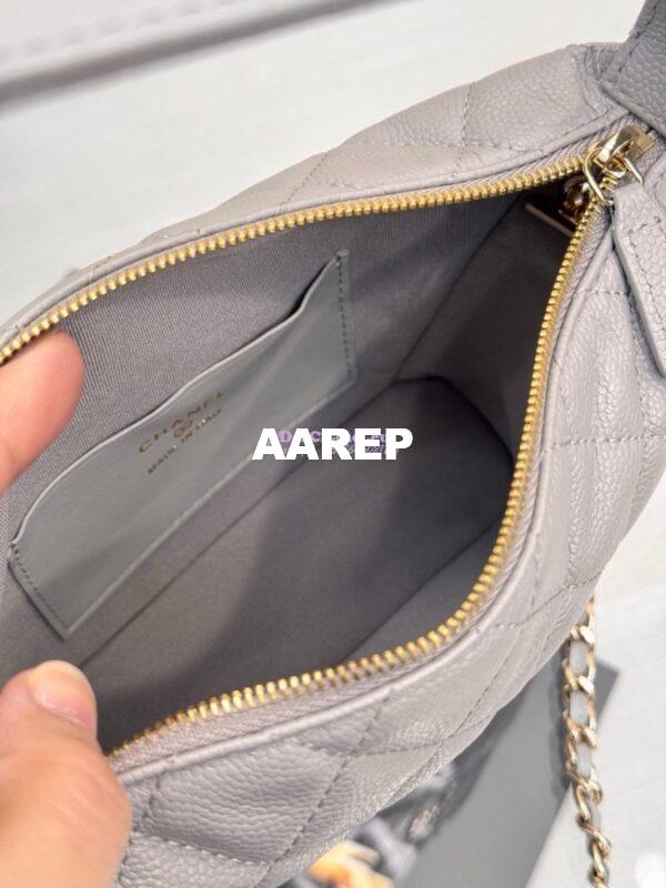 Replica Chanel 25C Pochette Avec Chain in Shiny Grained Calfskin AP4386 Grey (Limited Edition) 11