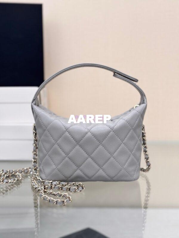 Replica Chanel 25C Pochette Avec Chain in Shiny Grained Calfskin AP4386 Grey (Limited Edition) 13