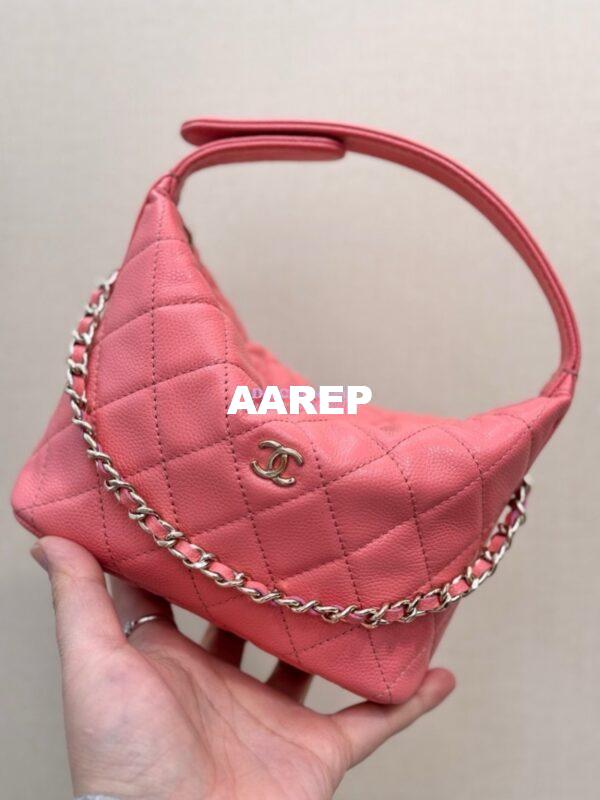 Replica Chanel 25C Pochette Avec Chain in Shiny Grained Calfskin AP4386 Coral (Limited Edition) 5