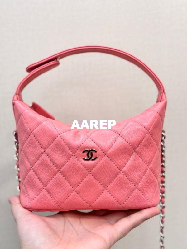 Replica Chanel 25C Pochette Avec Chain in Shiny Grained Calfskin AP4386 Coral (Limited Edition) 6