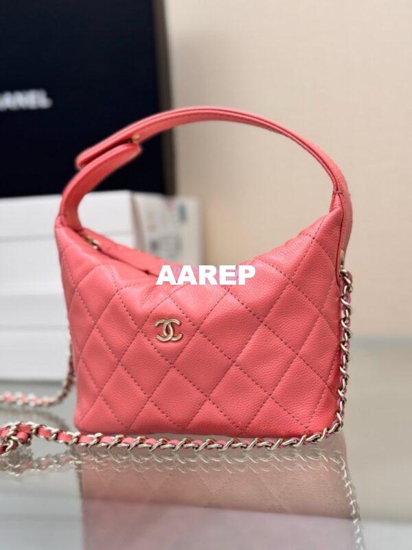 Replica Chanel 25C Pochette Avec Chain in Shiny Grained Calfskin AP4386 Coral (Limited Edition) 7