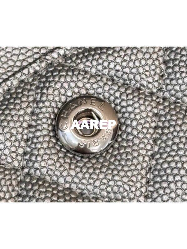 Replica Chanel Small Classic Double Flap Bag 23cm Caviar Metallic Silver 13