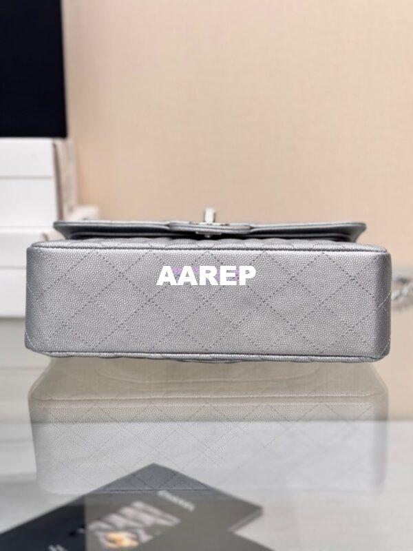 Replica Chanel Small Classic Double Flap Bag 23cm Caviar Metallic Silver 16
