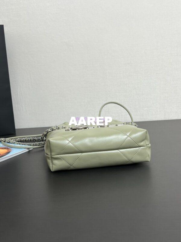 Replica Chanel Mini 22 Handbag Shiny Calfskin & Silver Metal AS3980 Matcha 8