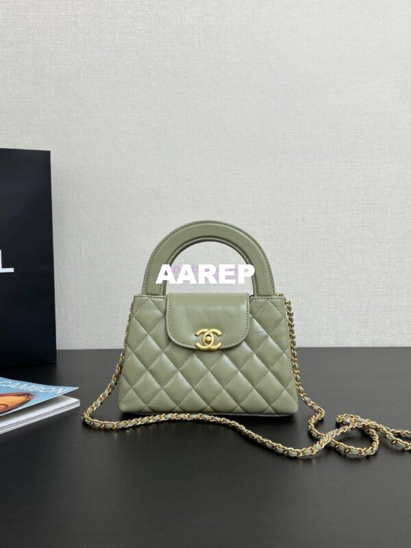 Replica Chanel Mini Shopping Bag Shiny Aged Calfskin AS4416 Matcha 5
