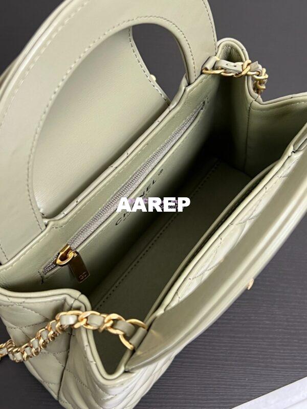 Replica Chanel Mini Shopping Bag Shiny Aged Calfskin AS4416 Matcha 8