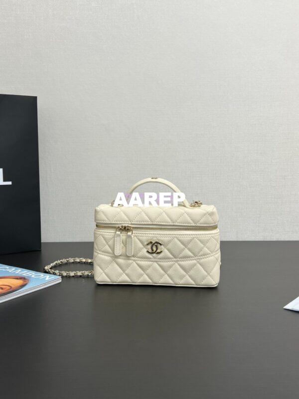 Replica Chanel 25C Long Vanity With Chain Grained Calfskin AP4407 White 3