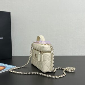 Replica Chanel 25C Long Vanity With Chain Grained Calfskin AP4407 White 2