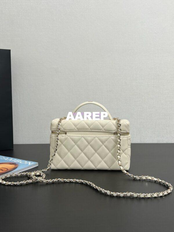 Replica Chanel 25C Long Vanity With Chain Grained Calfskin AP4407 White 6