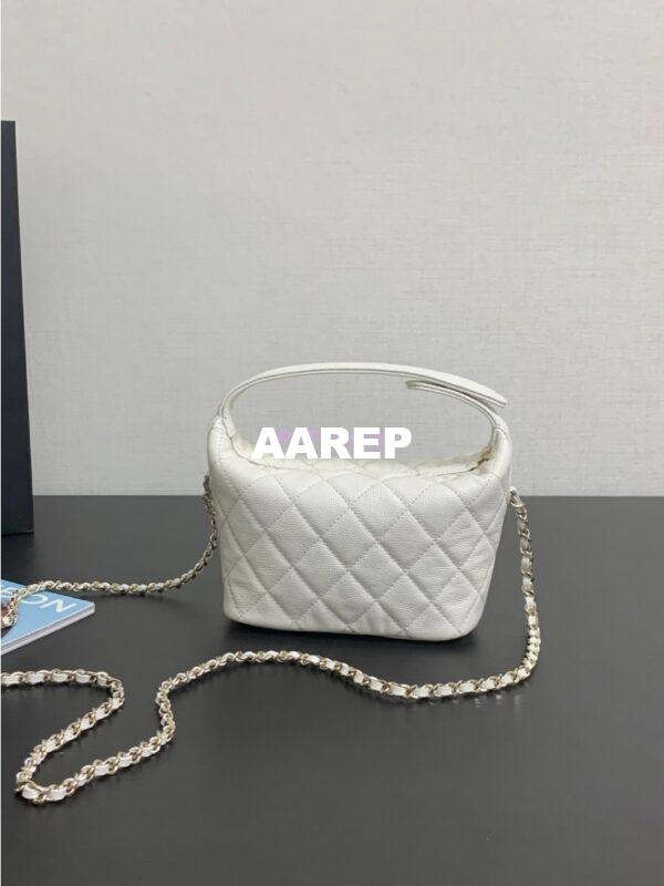 Replica Chanel 25C Pochette Avec Chain in Shiny Grained Calfskin AP4386 White (Limited Edition) 5