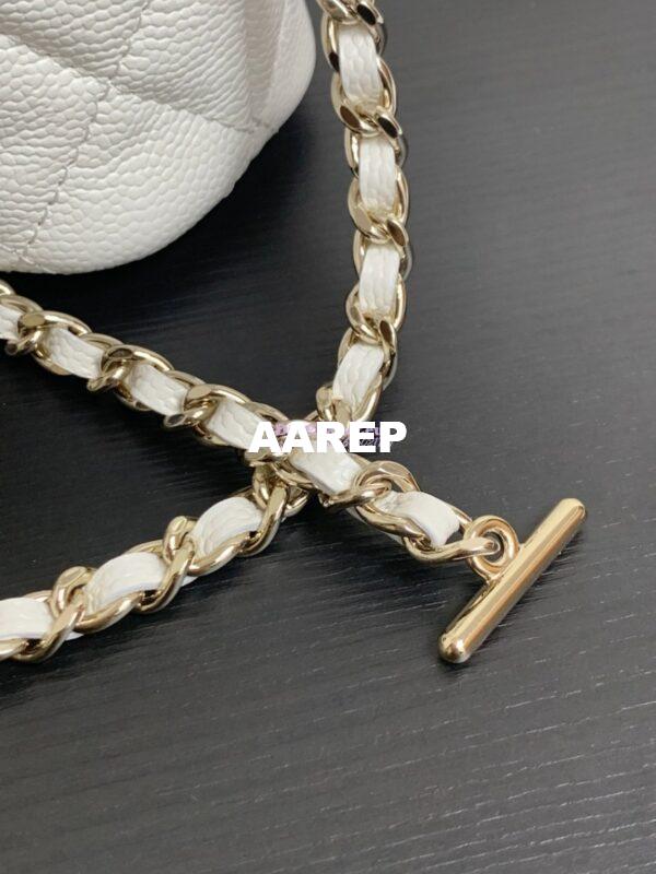 Replica Chanel 25C Pochette Avec Chain in Shiny Grained Calfskin AP4386 White (Limited Edition) 7