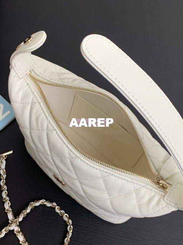 Replica Chanel 25C Pochette Avec Chain in Shiny Grained Calfskin AP4386 White (Limited Edition) 8