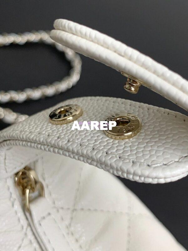 Replica Chanel 25C Pochette Avec Chain in Shiny Grained Calfskin AP4386 White (Limited Edition) 9