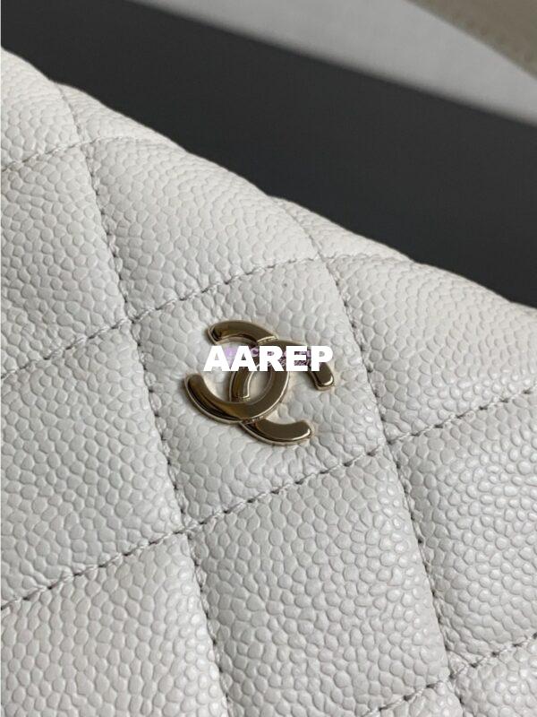 Replica Chanel 25C Pochette Avec Chain in Shiny Grained Calfskin AP4386 White (Limited Edition) 10