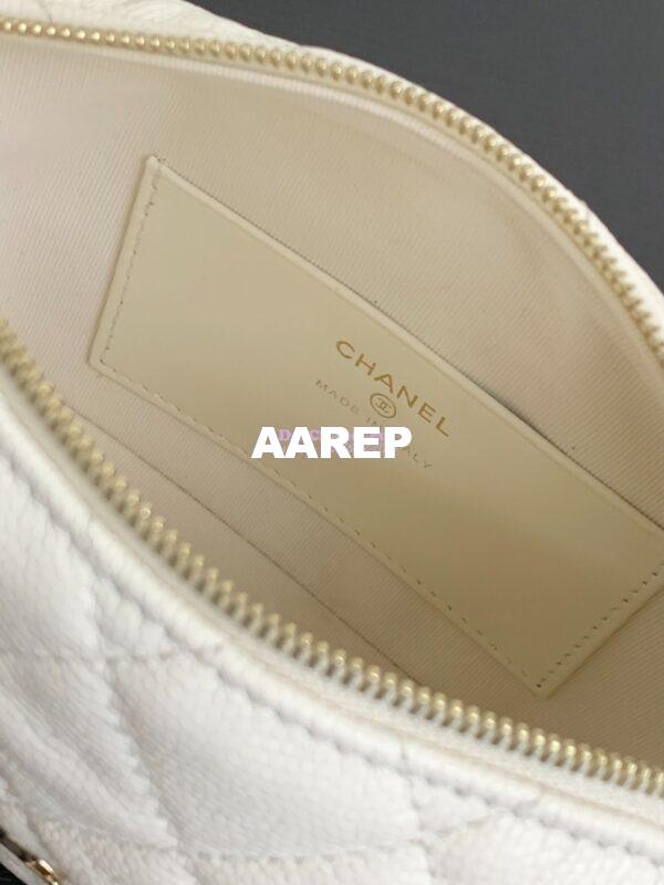 Replica Chanel 25C Pochette Avec Chain in Shiny Grained Calfskin AP4386 White (Limited Edition) 11