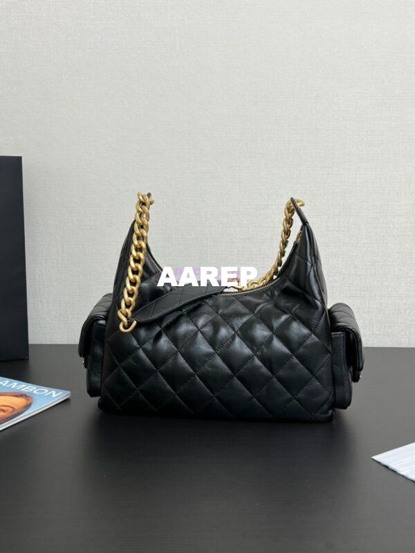 Replica Chanel 25C Maxi Hobo Bag Shiny Lambskin AS5302 Black 10