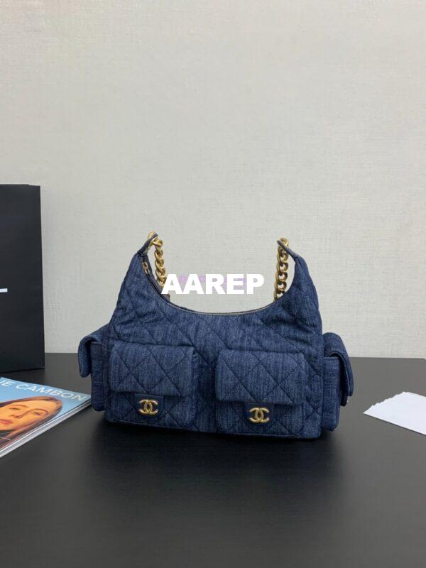 Replica Chanel 25C Maxi Hobo Bag Washed Denim AS5302 Denim Blue 3