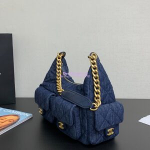Replica Chanel 25C Maxi Hobo Bag Washed Denim AS5302 Denim Blue 2