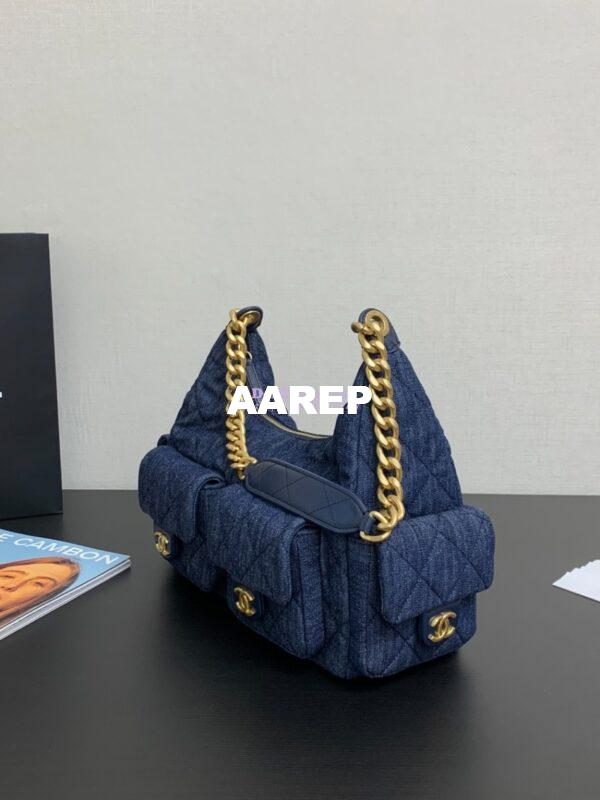 Replica Chanel 25C Maxi Hobo Bag Washed Denim AS5302 Denim Blue 4