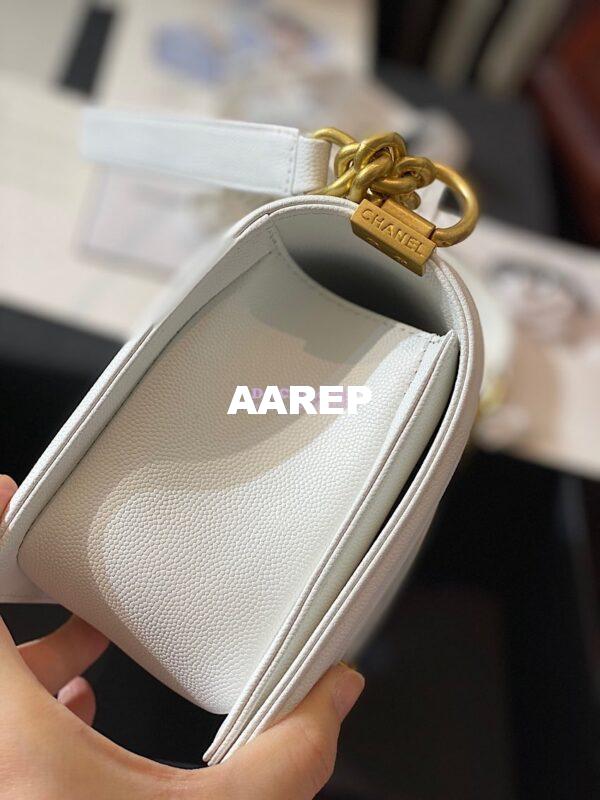 Replica Chanel Le boy Tiny Grainy Caviar Bag A67086 White 5
