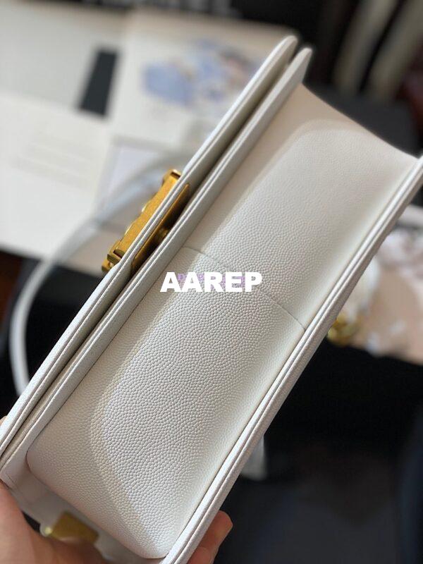 Replica Chanel Le boy Tiny Grainy Caviar Bag A67086 White 6