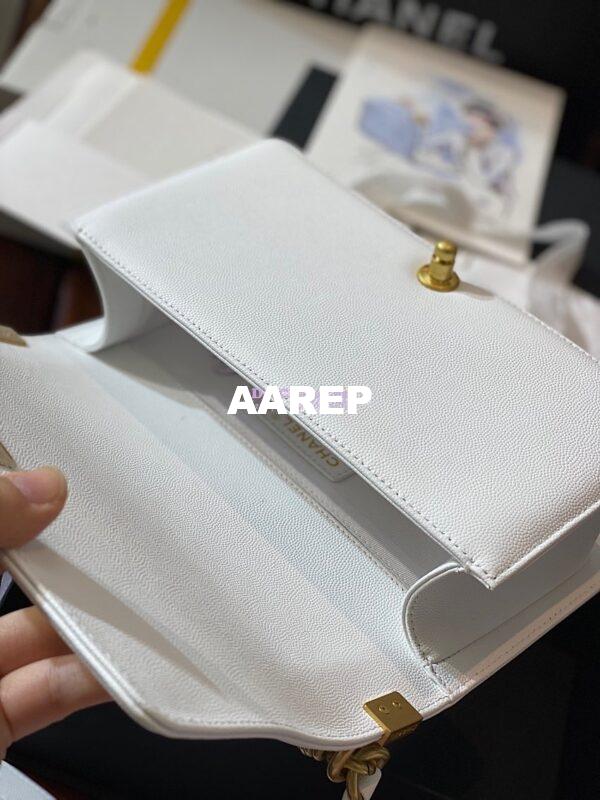Replica Chanel Le boy Tiny Grainy Caviar Bag A67086 White 7