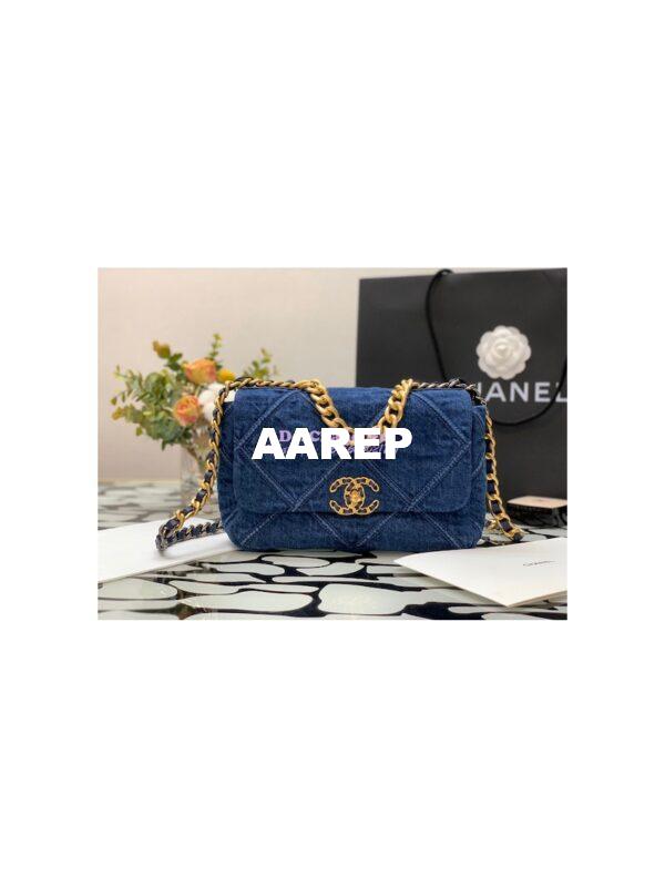 Replica Chanel 19 Flap Bag 2 sizes AS1160 AS1161 Denim 2