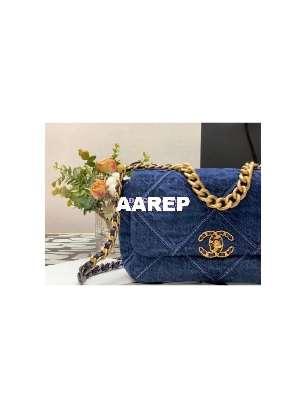 Replica Chanel 19 Flap Bag 2 sizes AS1160 AS1161 Denim 3