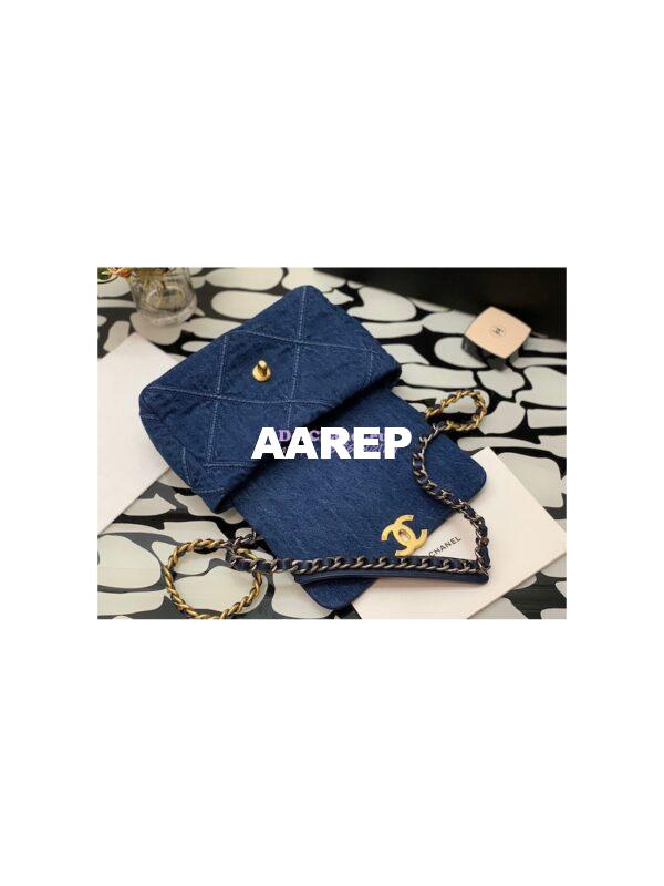 Replica Chanel 19 Flap Bag 2 sizes AS1160 AS1161 Denim 8