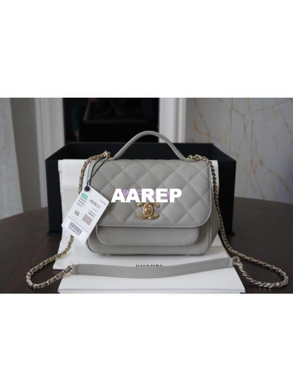 Replica Chanel Business Affinity Small Flap Bag with Top Handle A93749 Grey 2