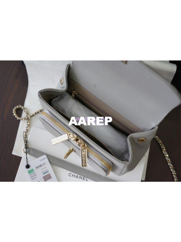 Replica Chanel Business Affinity Small Flap Bag with Top Handle A93749 Grey 6