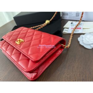 Replica Chanel WOC With CC Details On Strap AP1450 in Lambskin Red 2