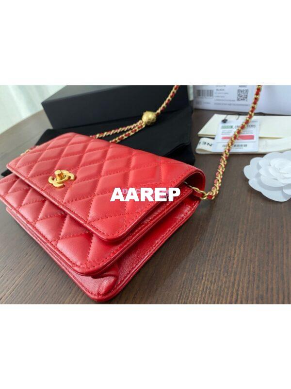 Replica Chanel WOC With CC Details On Strap AP1450 in Lambskin Red 2
