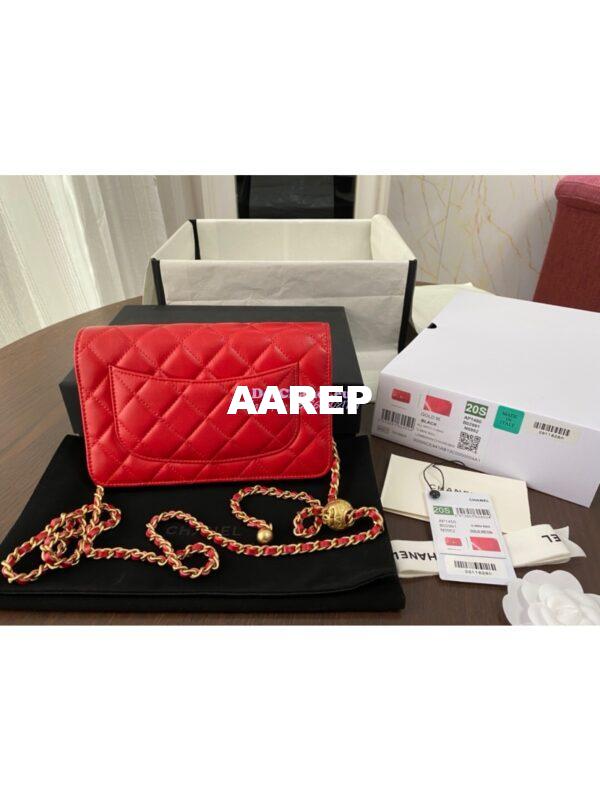 Replica Chanel WOC With CC Details On Strap AP1450 in Lambskin Red 9