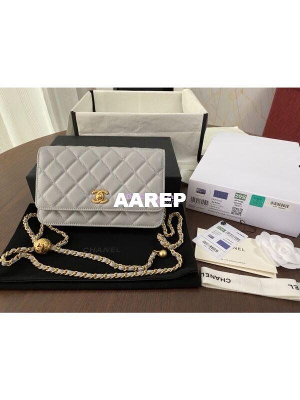 Replica Chanel WOC With CC Details On Strap AP1450 in Lambskin Grey