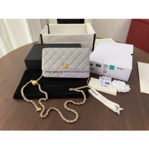 Replica Chanel WOC With CC Details On Strap AP1450 in Lambskin Grey 2