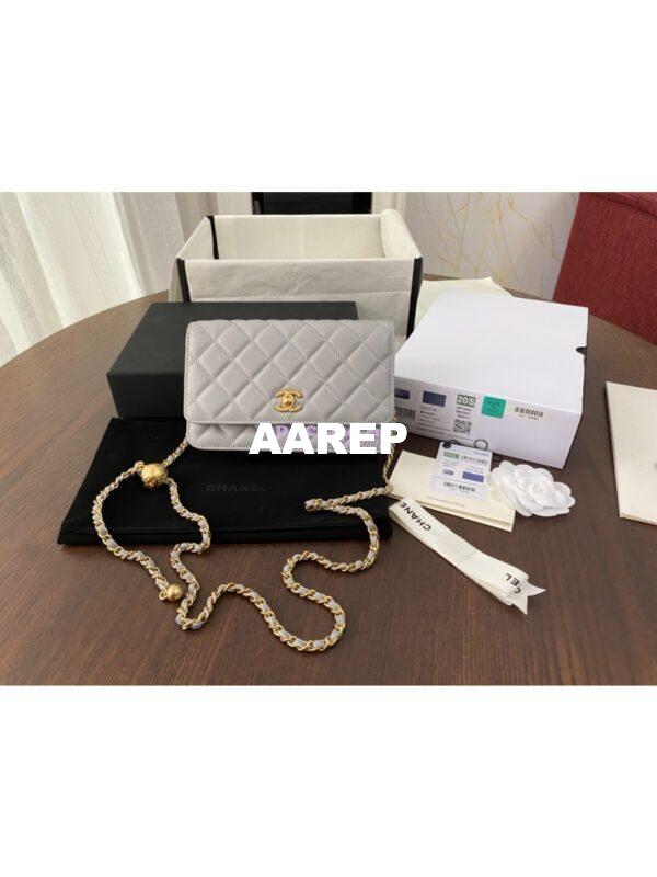 Replica Chanel WOC With CC Details On Strap AP1450 in Lambskin Grey 2