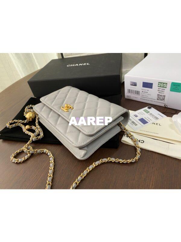 Replica Chanel WOC With CC Details On Strap AP1450 in Lambskin Grey 3