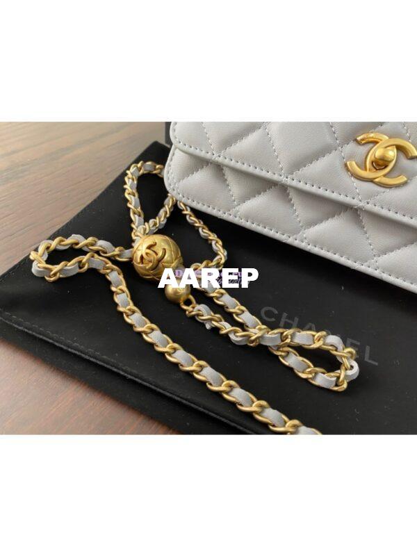Replica Chanel WOC With CC Details On Strap AP1450 in Lambskin Grey 5