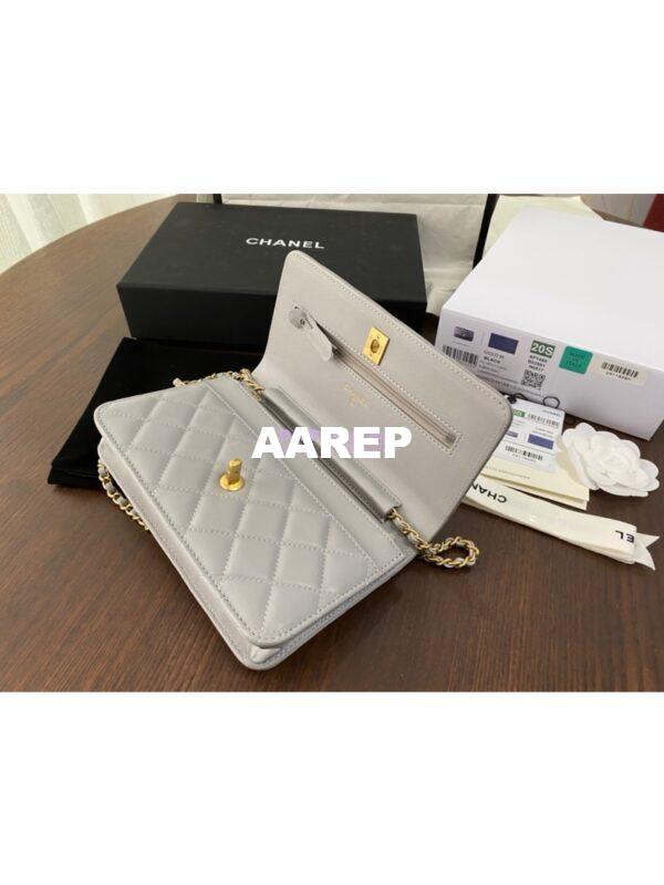 Replica Chanel WOC With CC Details On Strap AP1450 in Lambskin Grey 7