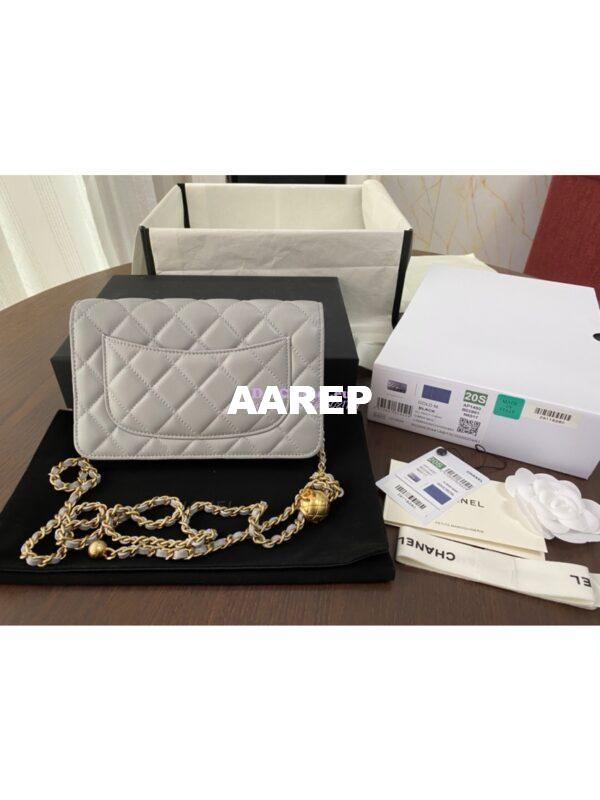 Replica Chanel WOC With CC Details On Strap AP1450 in Lambskin Grey 9