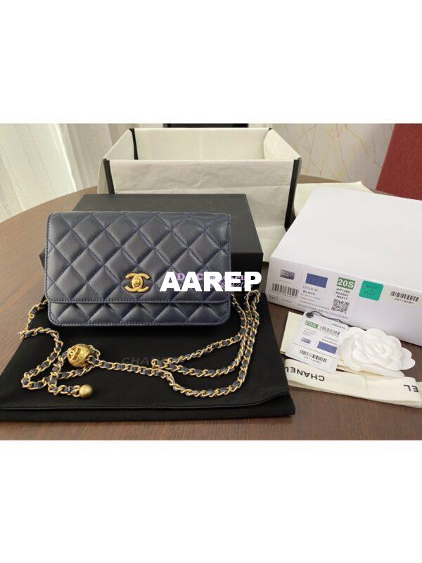 Replica Chanel WOC With CC Details On Strap AP1450 in Lambskin Blue 3