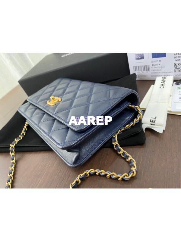 Replica Chanel WOC With CC Details On Strap AP1450 in Lambskin Blue 6