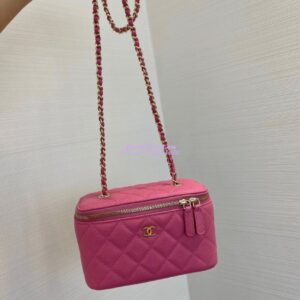 Replica Chanel Small Vanity With Classic Chain in Grained Calfskin AP1341 Pink 2