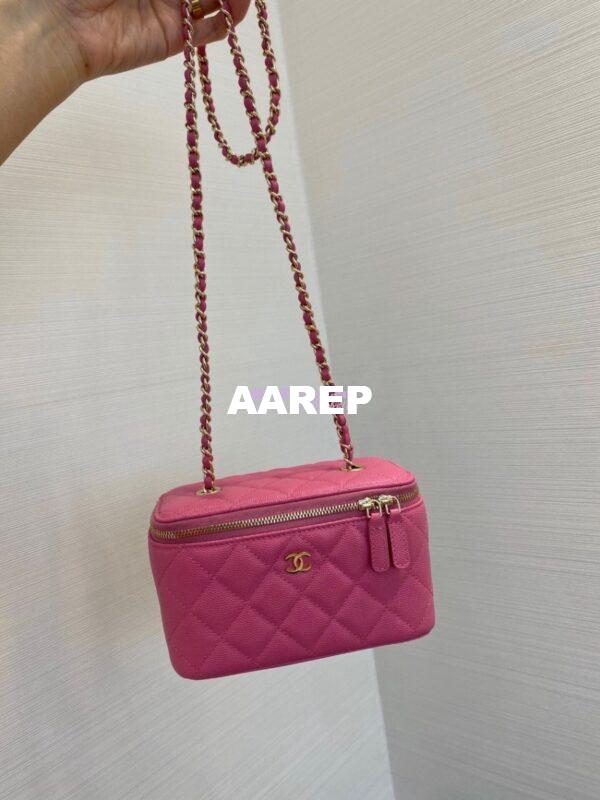 Replica Chanel Small Vanity With Classic Chain in Grained Calfskin AP1341 Pink 2