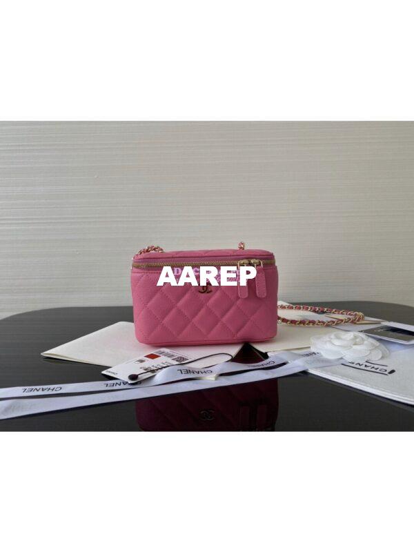 Replica Chanel Small Vanity With Classic Chain in Grained Calfskin AP1341 Pink 4