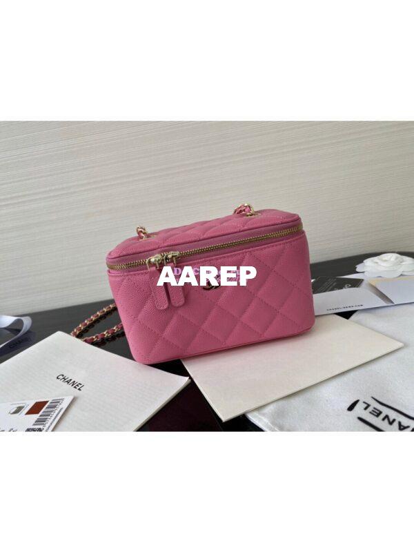 Replica Chanel Small Vanity With Classic Chain in Grained Calfskin AP1341 Pink 5